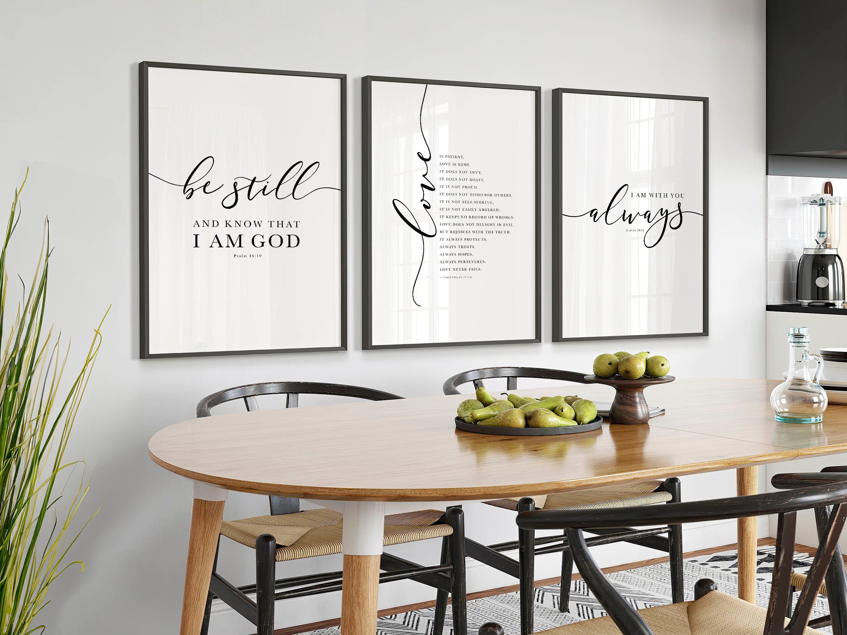 Christian Bible Verse Wall Art Set of 3, Be Still and Know That I Am God Prints, Minimalist Scripture Posters, Faith Home Decor Gift